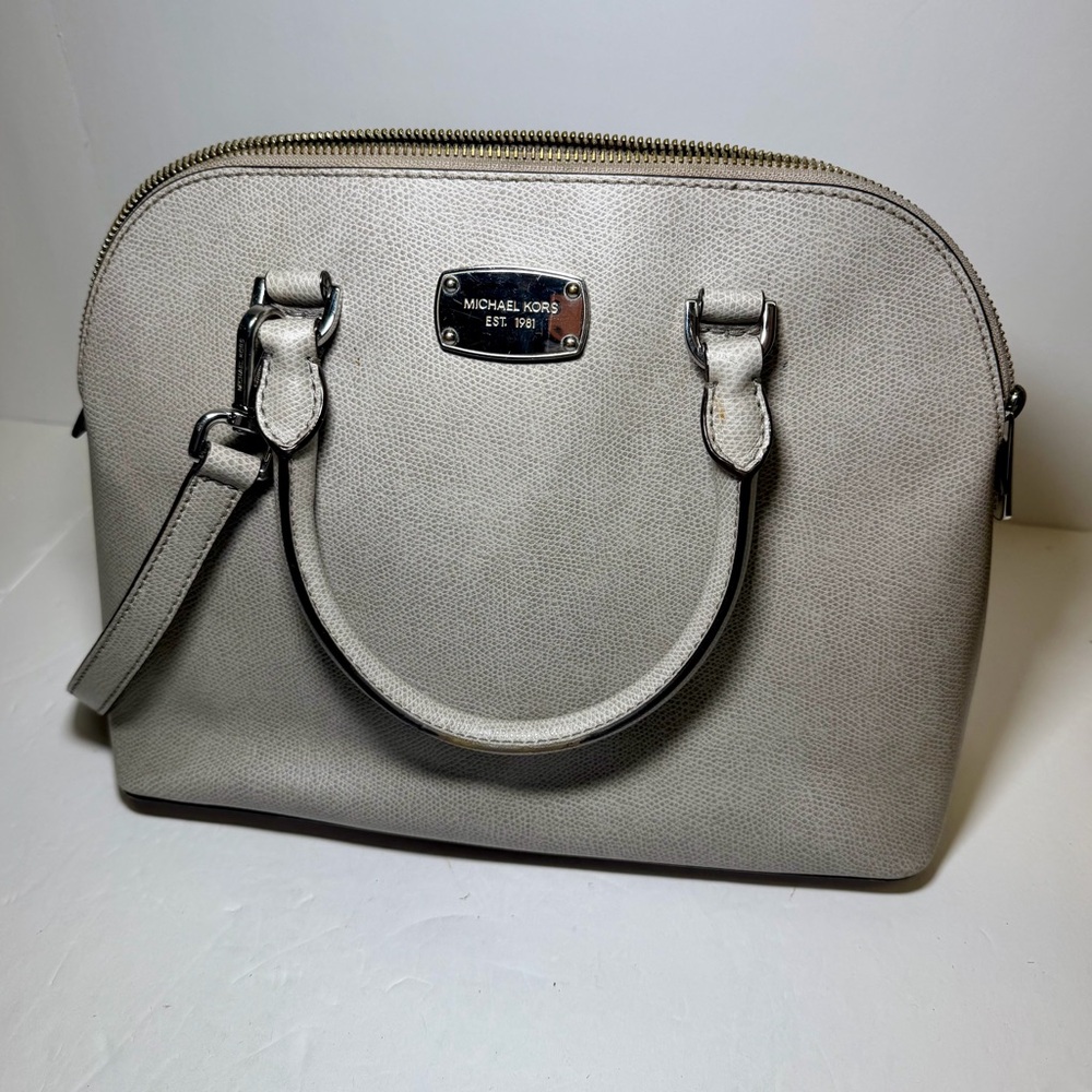 Michael Kors Gray Purse Leather Some Stains On Inside Of Bag See Pics